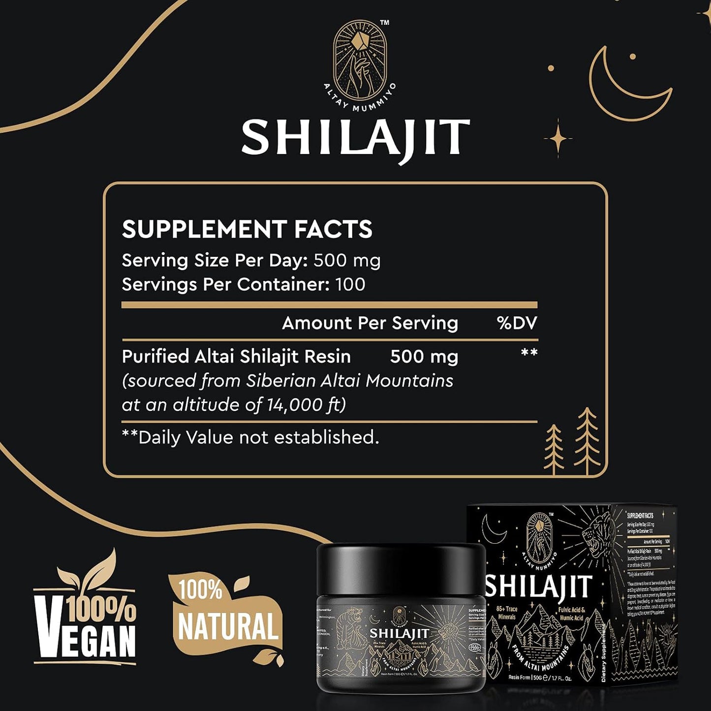 Shilajit Resin with Fulvic Acid & Trace Minerals, Original Siberian Pure Shilajit with 85+ Humic Acid Supplement Gel, Support Metabolism & Immune System