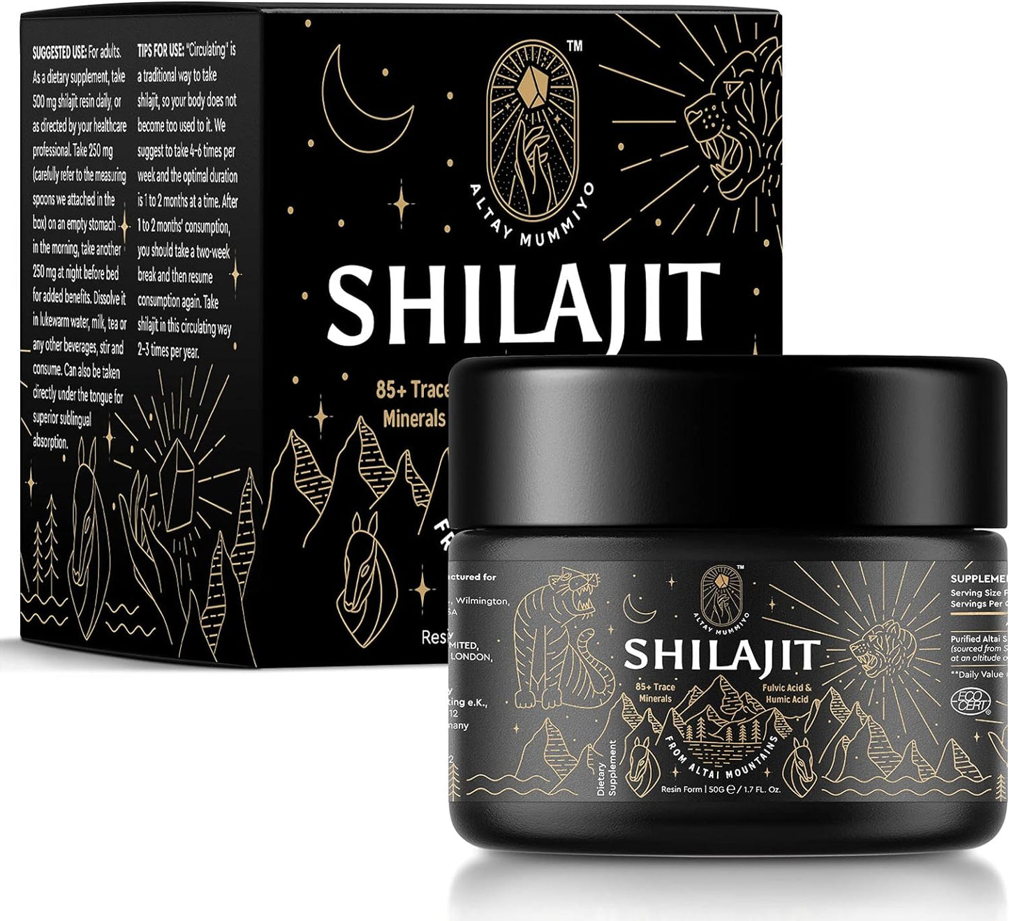 Shilajit Resin with Fulvic Acid & Trace Minerals, Original Siberian Pure Shilajit with 85+ Humic Acid Supplement Gel, Support Metabolism & Immune System